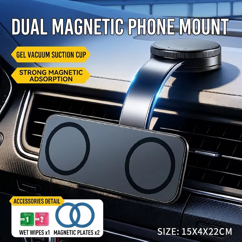 MagSafe Dual Magnetic Rotatable Car Phone Holder Stand