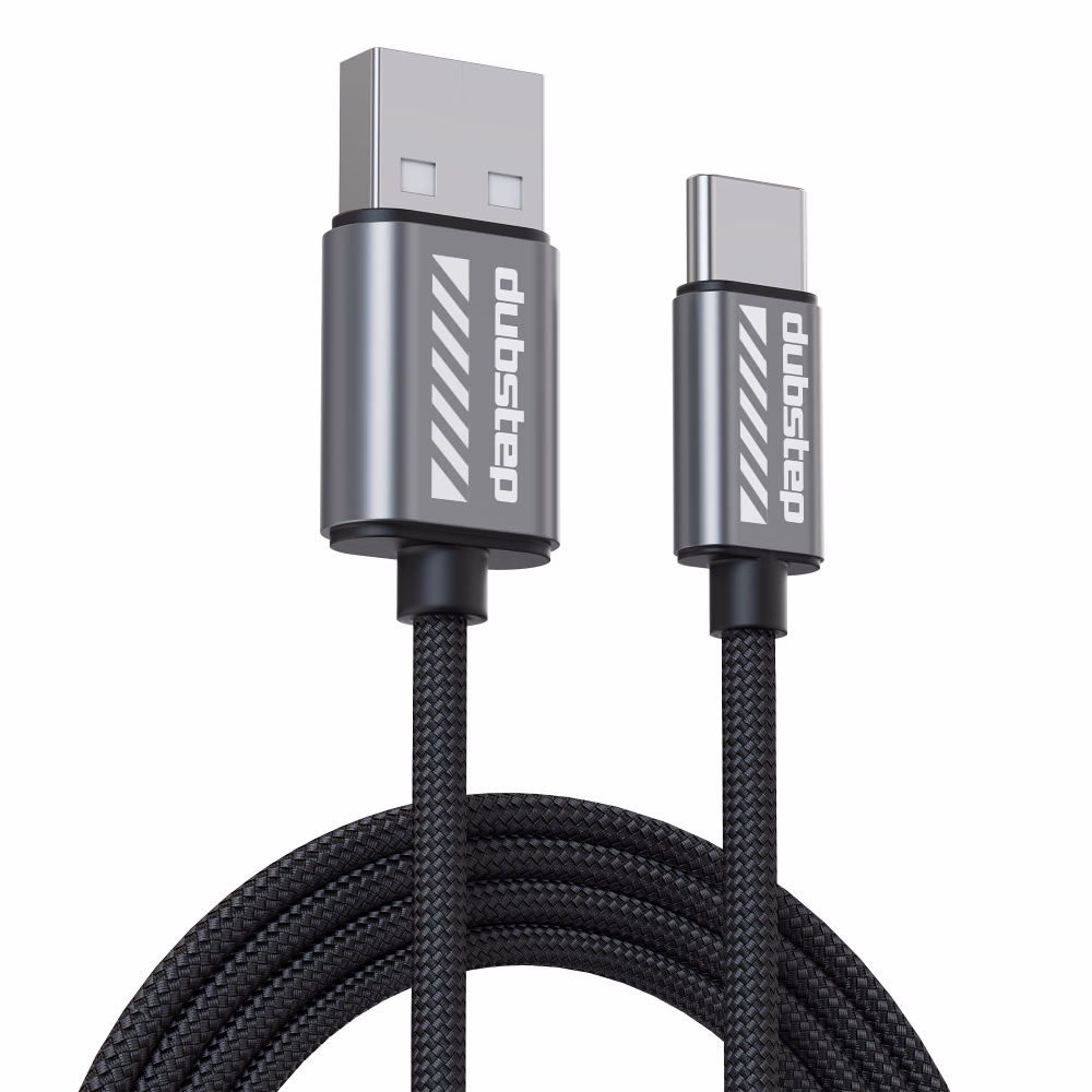 Dubstep Blaze Flash 50W USB-C Nylon Braided Cable 1.25m Grey