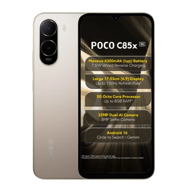 POCO C85x 5G 64GB 4GB RAM Gold Smartphone