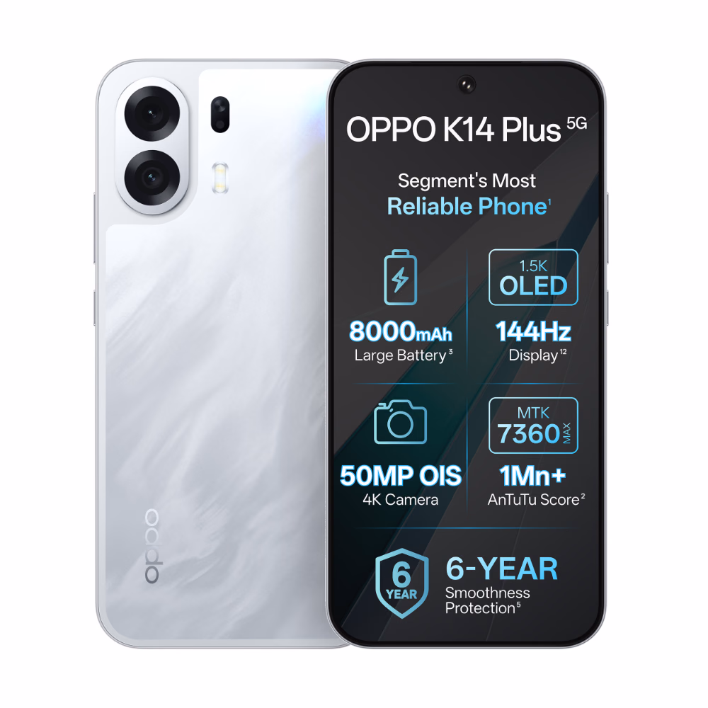 OPPO K14 Plus 128GB 8GB RAM Star White Smartphone
