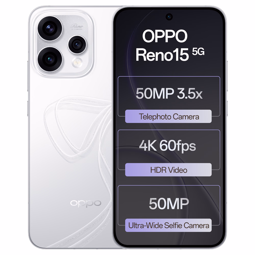Oppo Reno15 5G Glacier White 8GB RAM 256GB Storage