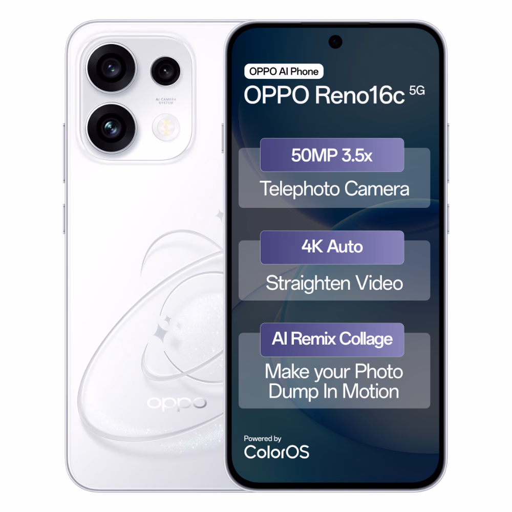 OPPO Reno16c Starry White 128GB 8GB RAM Smartphone