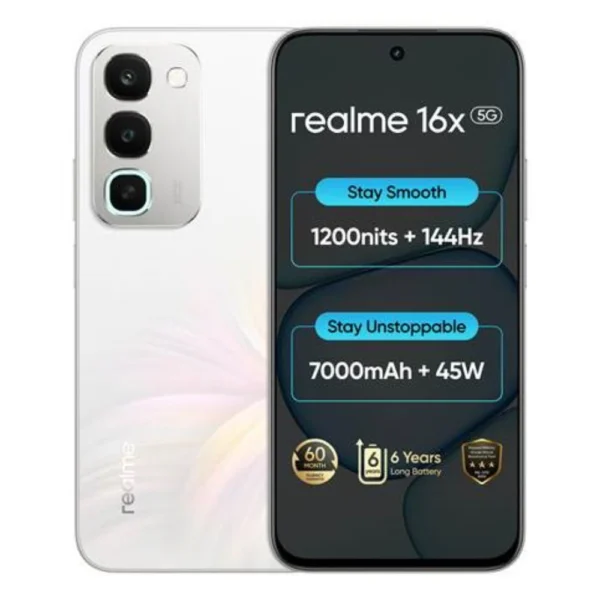 Realme 16X 5G 128GB 6GB RAM Glory White Smartphone