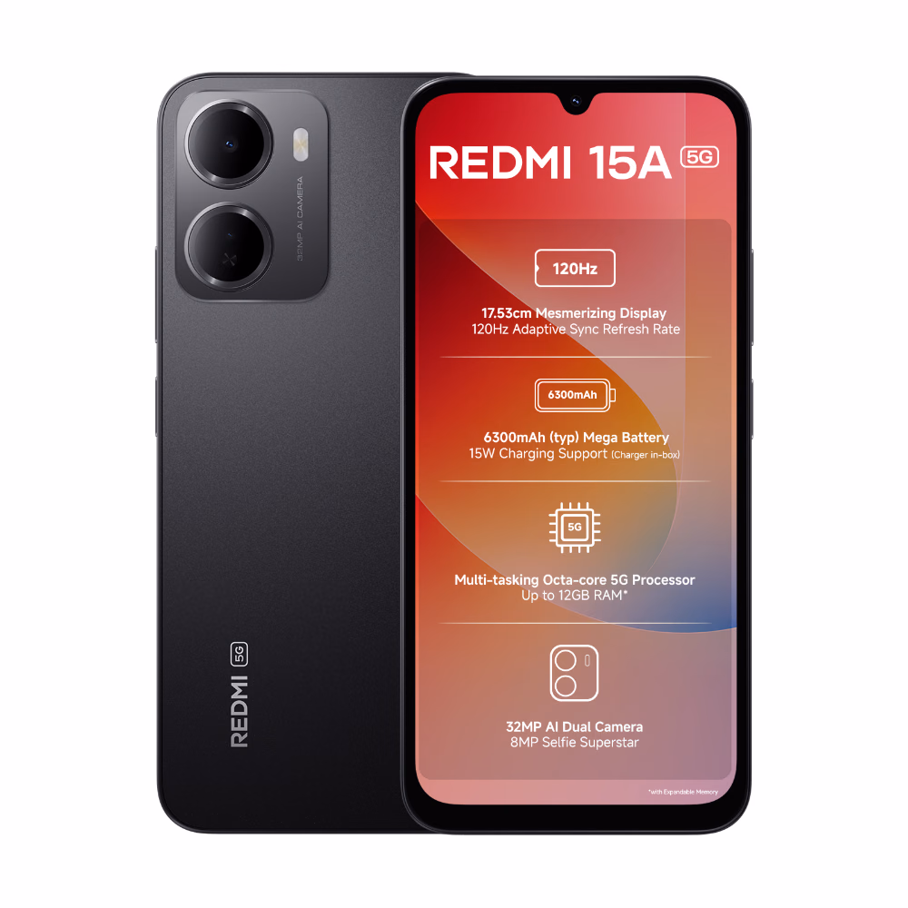 Redmi 15A 5G 64GB 4GB RAM Black Smartphone