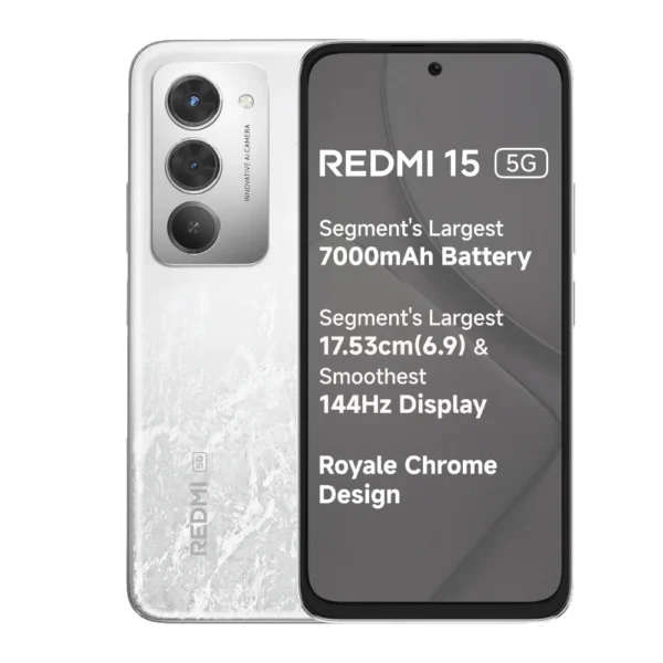 Redmi 15 5G Frosted White 6.9” Display, 128GB Storage