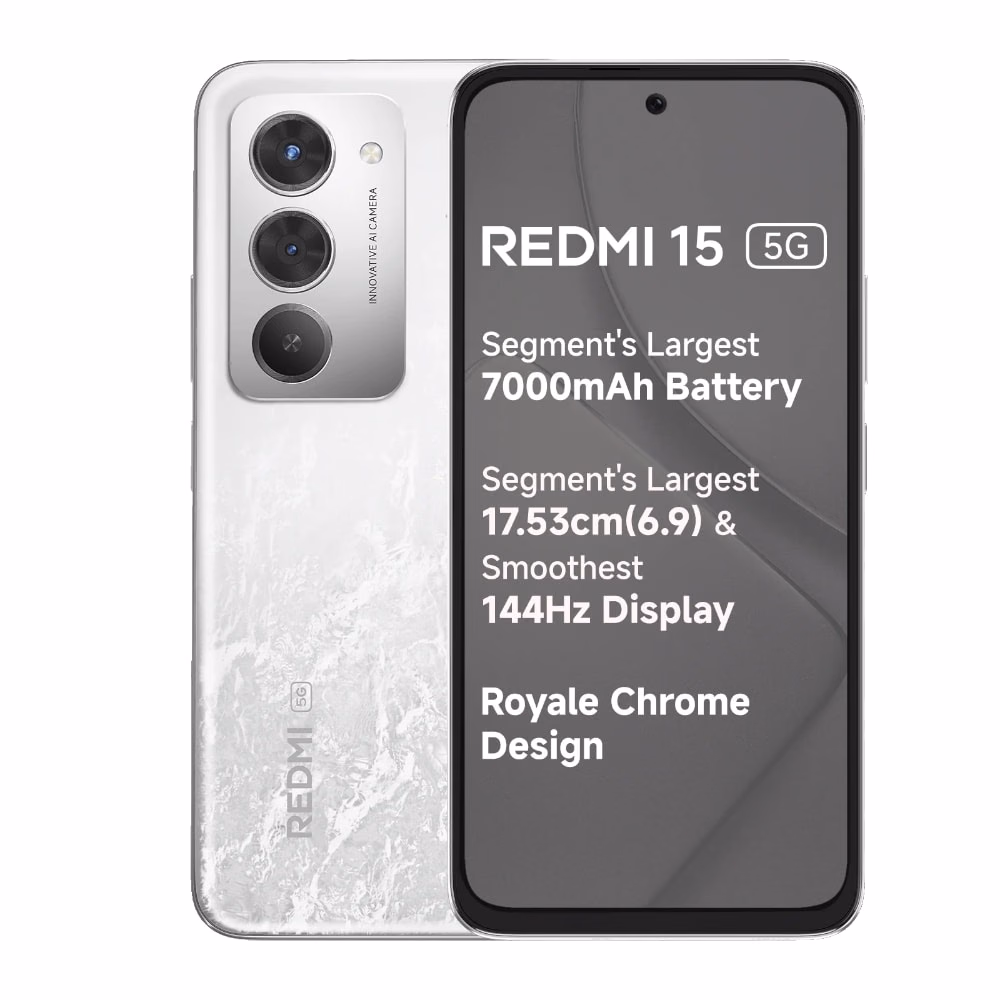Redmi 15 5G Frosted White 6.9” Display, 128GB Storage