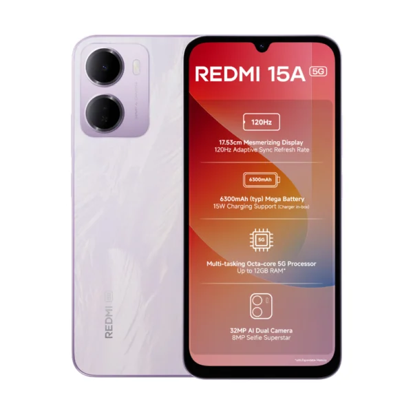 Redmi 15A 5G Mobile Phone 64GB 4GB RAM Purple