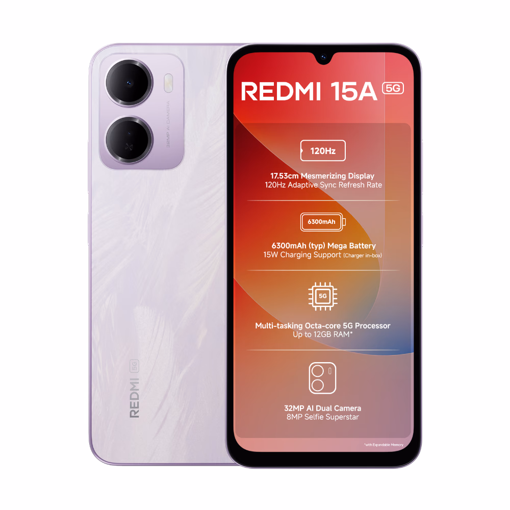 Redmi 15A 5G Mobile Phone 64GB 4GB RAM Purple
