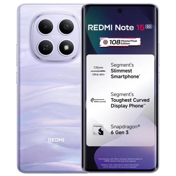 Redmi Note 15 5G 128GB 8GB RAM Mist Purple Smartphone