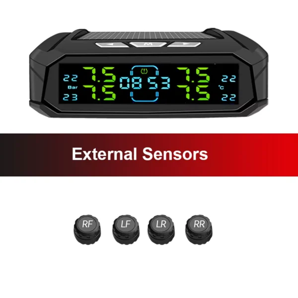 Solar TPMS Car Tire Pressure Monitor with 4/6 Sensors