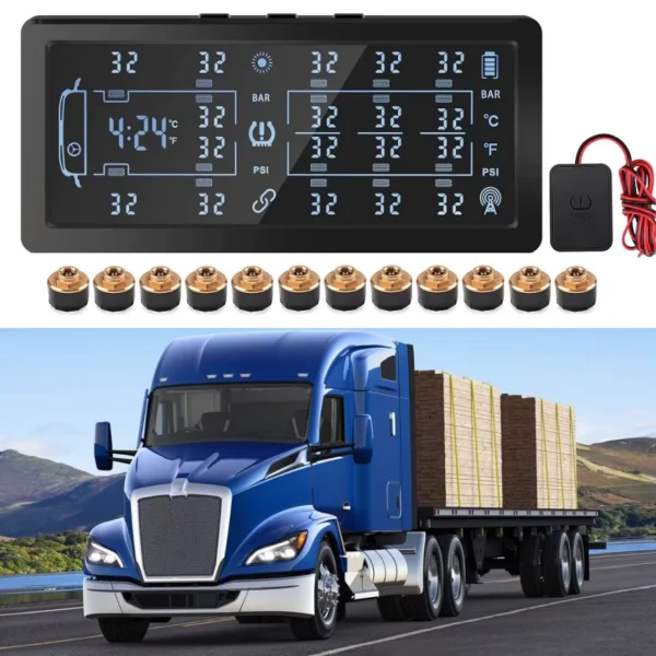 TPMS Tire Pressure Monitoring System with 12 External Sensors
