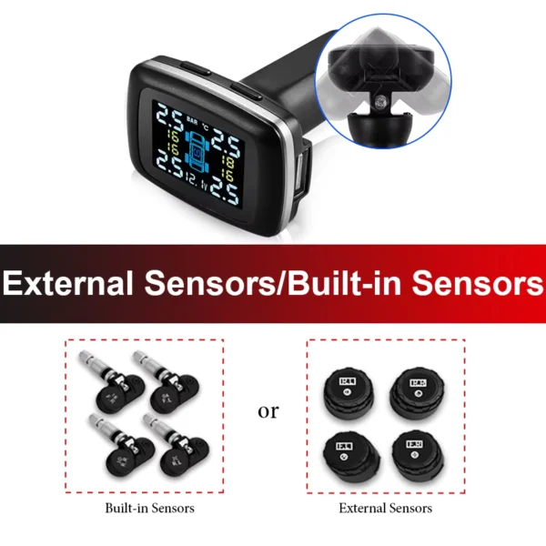 Smart USB TPMS Car Tire Pressure & Temperature Alarm
