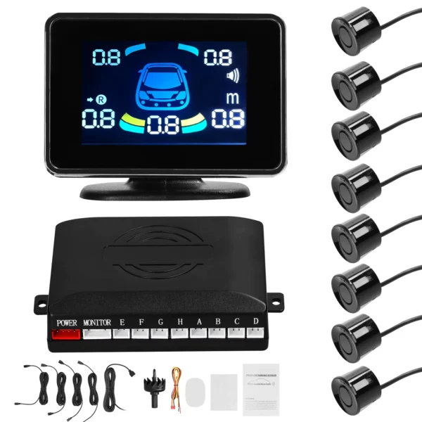Car Parking Sensor System with 8 Sensors & LCD Display