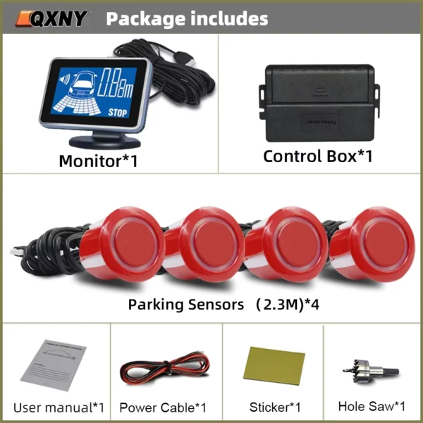 QXNY 4 Sensor Car Parking Backup Radar System