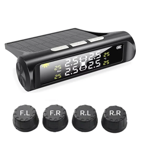 Solar Wireless Car Tire Pressure Monitoring System with 4 Sensors