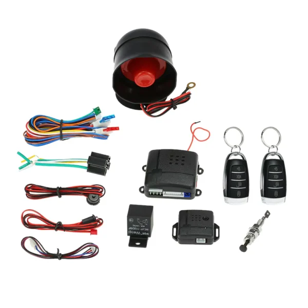 Universal Car Security System with 2 Remotes and Siren