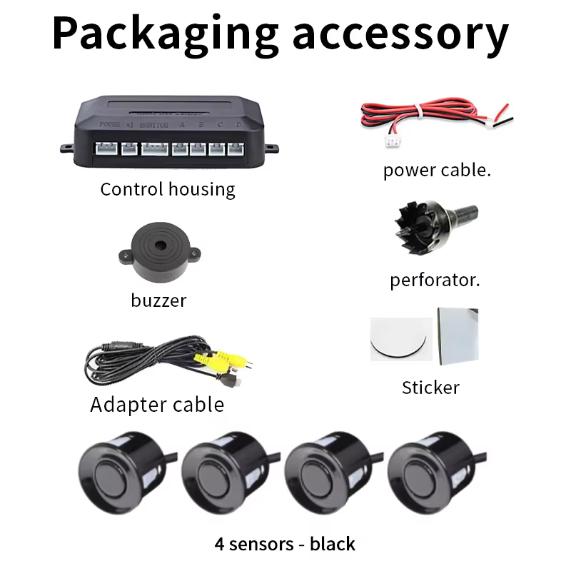 12V Rear View Parking Sensor System with 4 Waterproof Sensors
