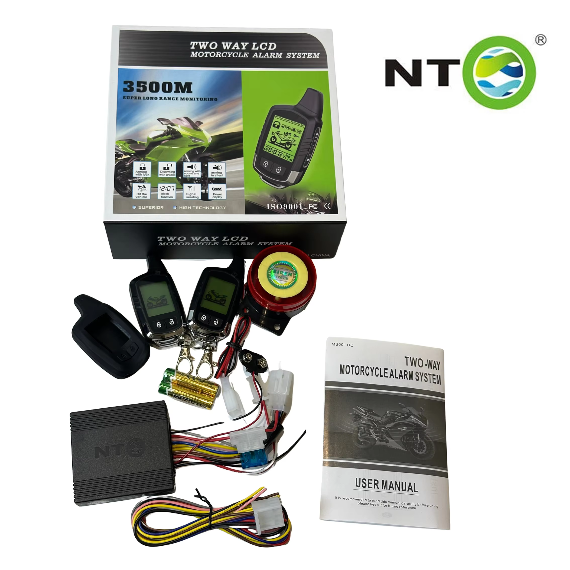 NTO 2-Way Motorcycle Security Alarm with Remote Start