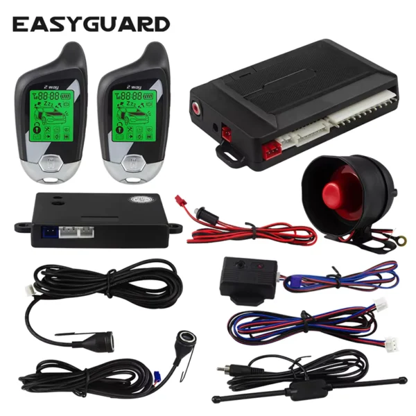EASYGUARD 2-Way Car Alarm with Remote Start LCD Display
