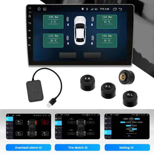 USB Android Tire Pressure Monitoring System with 4 Sensors
