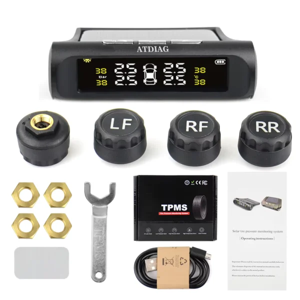 Solar Charging Tire Pressure Monitoring System with 4 Sensors