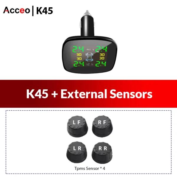 Yangood TPMS Car Tire Pressure Monitoring System 4 Sensors