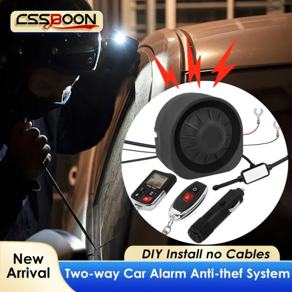 Wireless 2 Way Car Alarm System with LCD Remote & Air Sensor