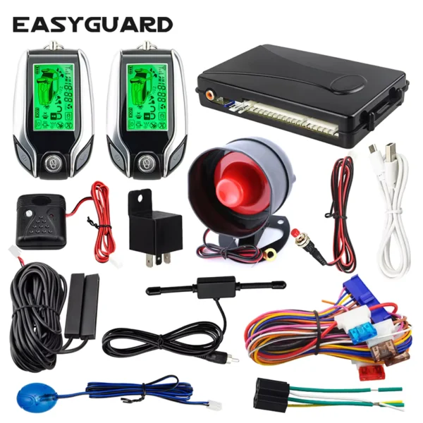 EASYGUARD 2-Way Car Alarm System with LCD Pager & PKE