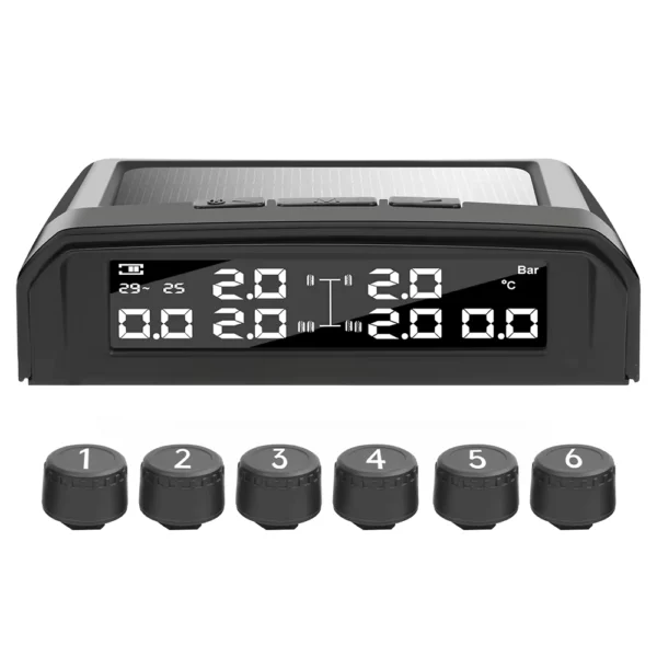 Solar TPMS with 6 External Sensors for Trucks & RVs