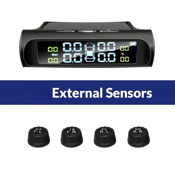 Solar Powered Car TPMS Sensor with LCD Display & Alarms
