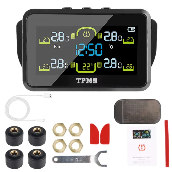 AINYSZIN T14 Solar TPMS Tire Pressure & Temp Monitor