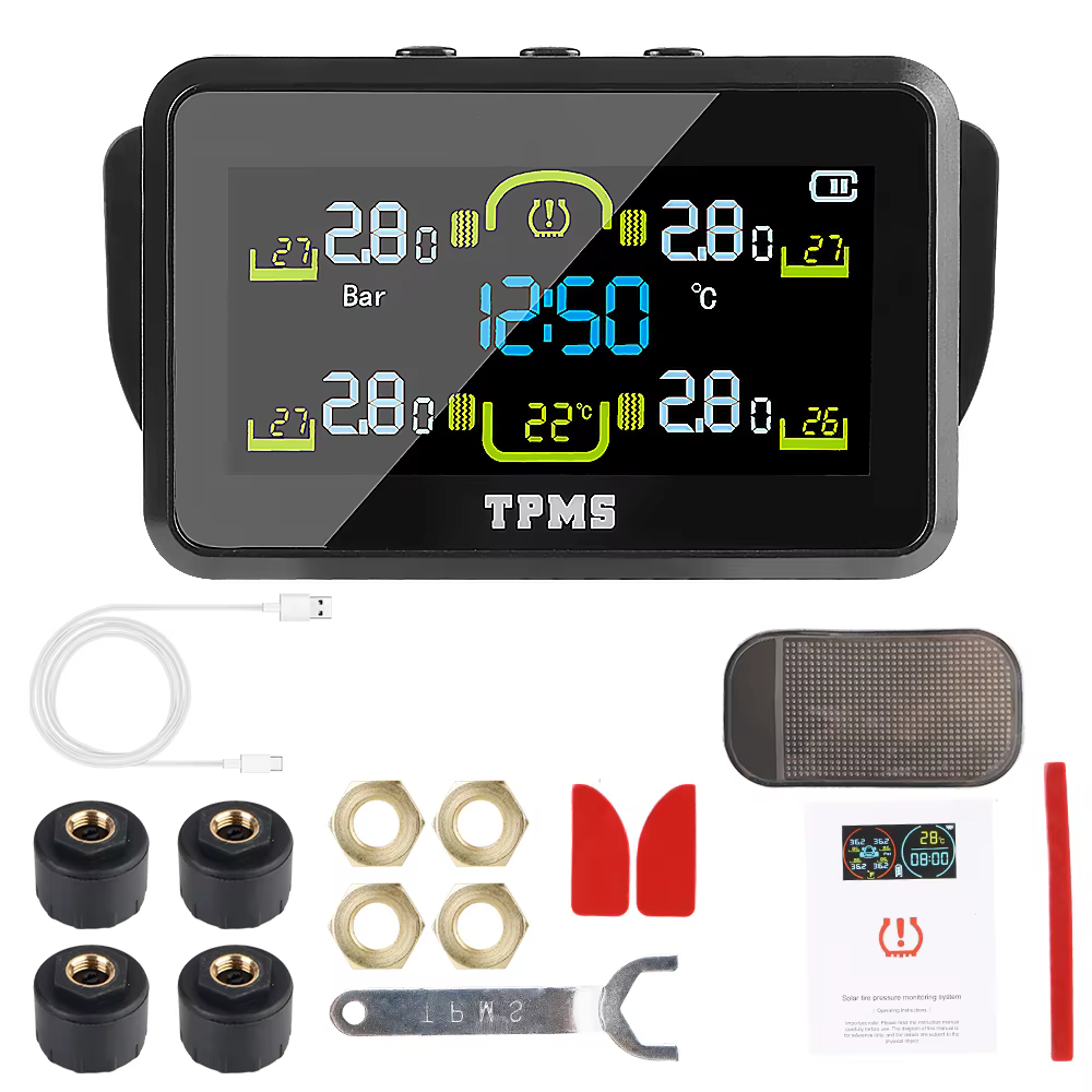 AINYSZIN T14 Solar TPMS Tire Pressure & Temp Monitor