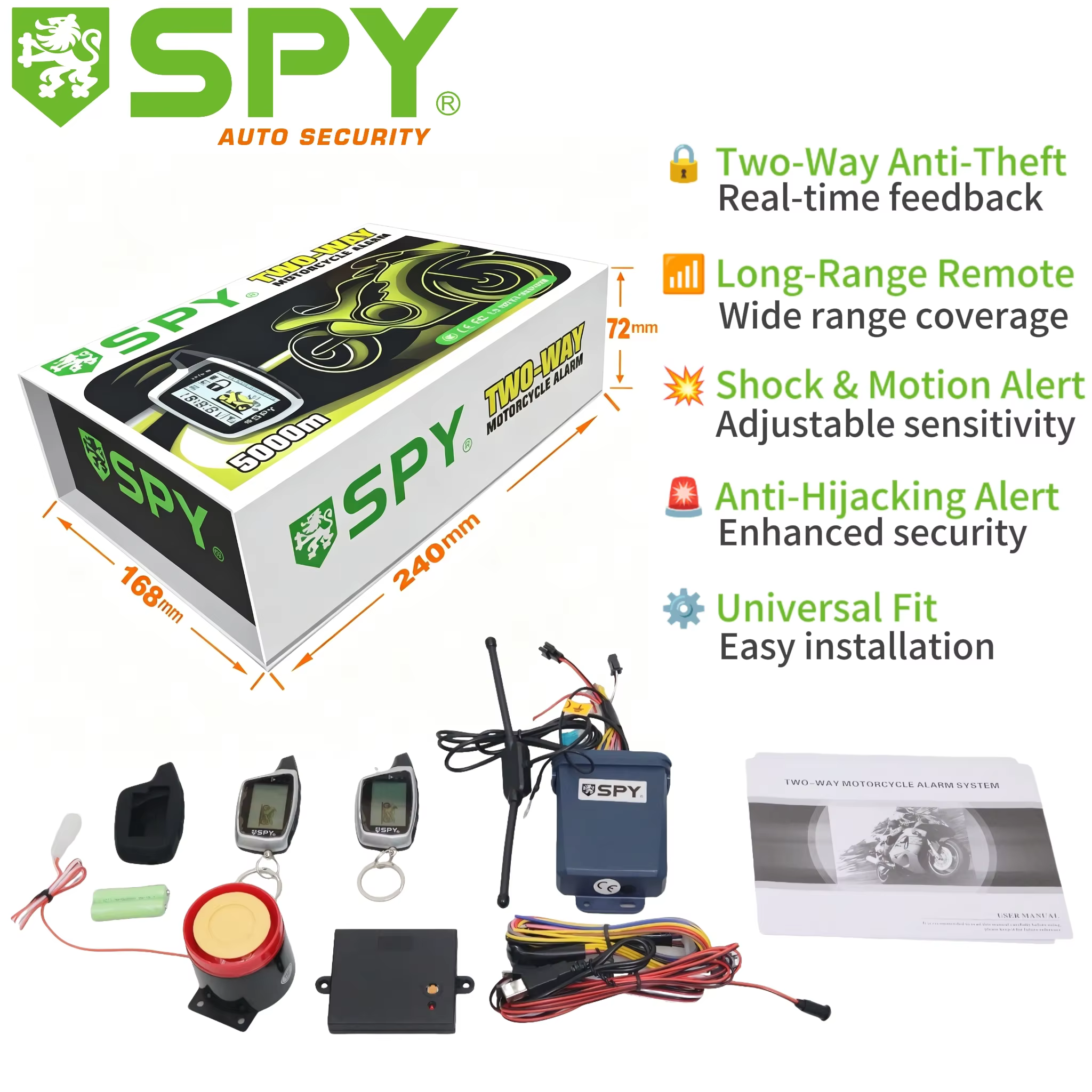 SPY LT816 2-Way Motorcycle Alarm with Remote Start