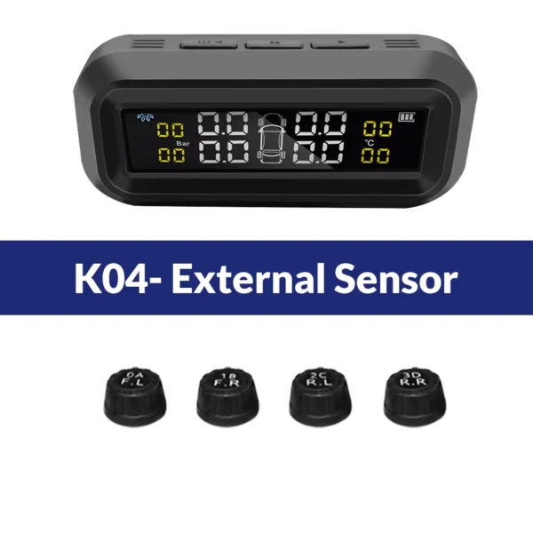 Wireless TPMS Tire Pressure & Temperature Monitor with Alarm
