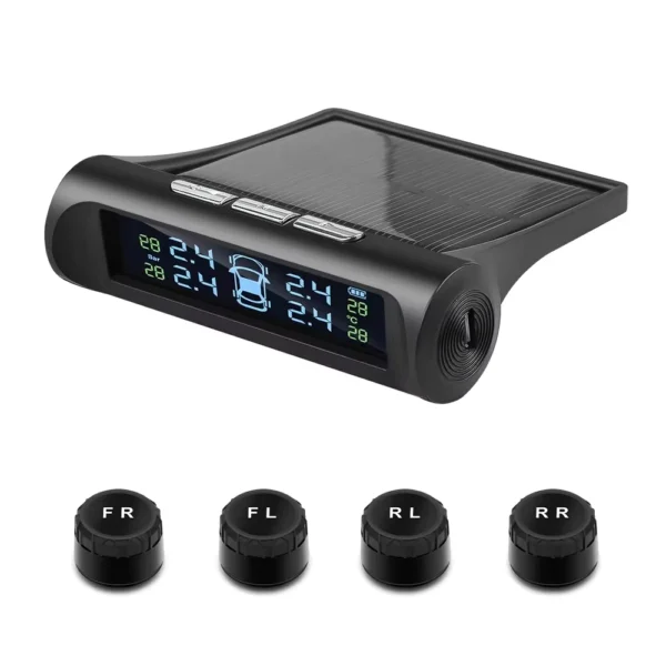Solar TPMS Car Tire Pressure & Temperature Monitor Alarm