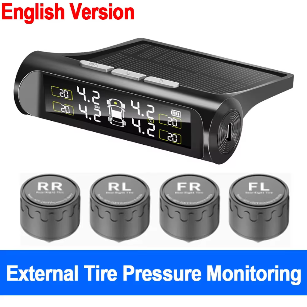 Universal Solar TPMS with LCD Display & 4 Waterproof Sensors
