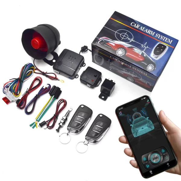 Universal 12V Car Alarm with 2 Remotes & Siren System