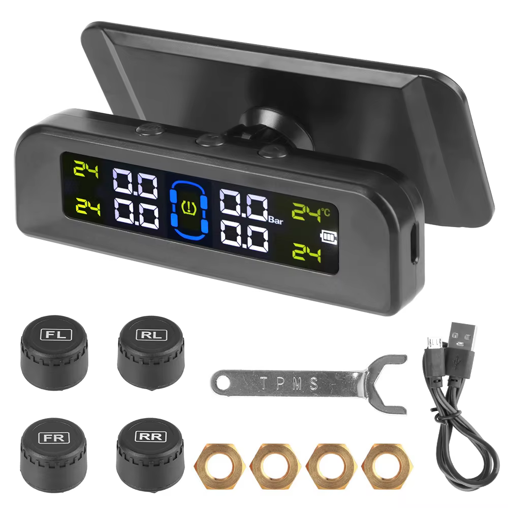Wireless Solar TPMS with 4 Sensors and LCD Display