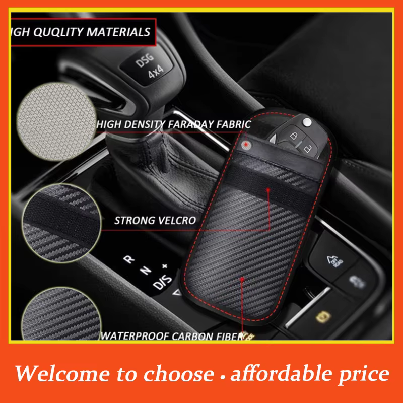 Carbon Fiber Car Key Signal Blocking Faraday Pouch
