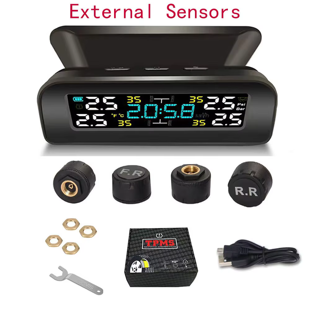 Solar Power TPMS Car Tire Pressure Monitor with 4 Sensors