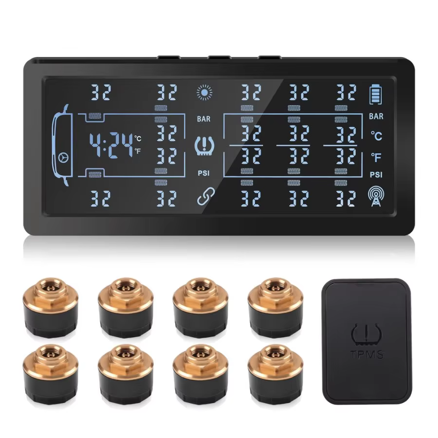 ACCESTING TPMS with 8 External Sensors and Temperature Alarm