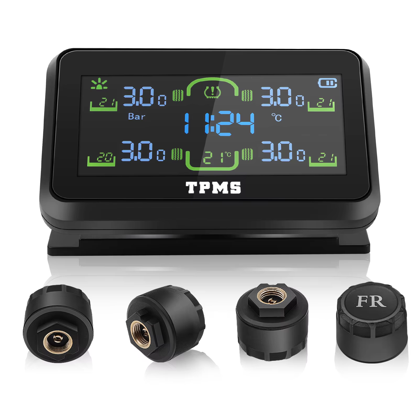 Solar TPMS Car Tire Pressure Monitor with 4 Sensors