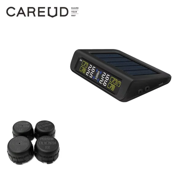 CAREUD TPMS Solar Tire Pressure Monitoring with 4 Sensors