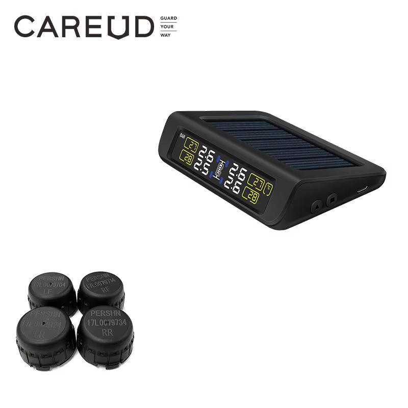 CAREUD TPMS Solar Tire Pressure Monitoring with 4 Sensors