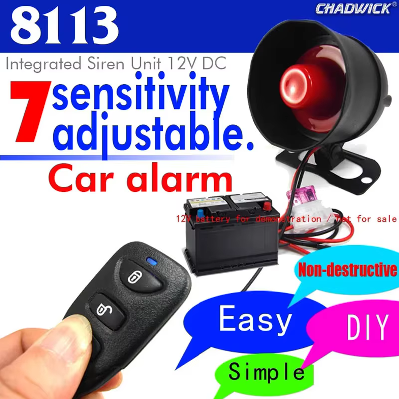 Universal 12V Vehicle Burglar Alarm with 2 Remotes