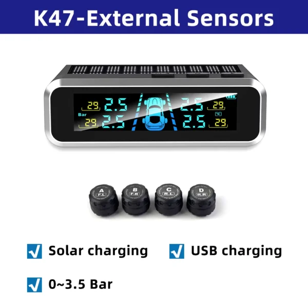 E-ACE Wireless Car Tire Pressure Monitor with 4 Sensors