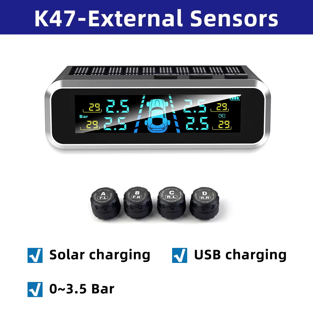 E-ACE Wireless Car Tire Pressure Monitor with 4 Sensors