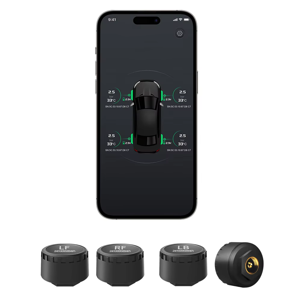 APP TPMS Wireless Tire Pressure Monitoring System with 4 Sensors