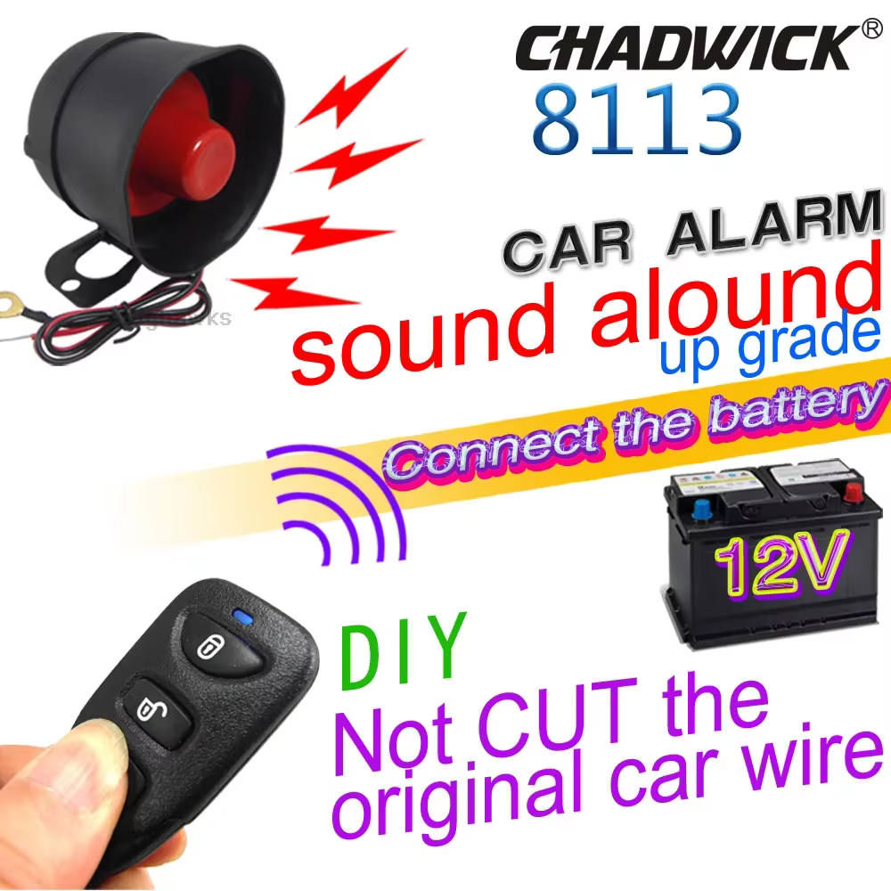 Universal 12V Vehicle Burglar Alarm with 2 Remotes
