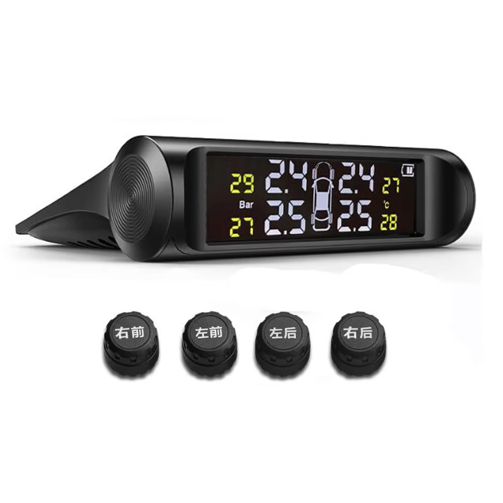 Solar USB TPMS Car Tire Pressure Monitoring System 4 Sensors